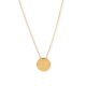 14 Karat Gold Plated Polished Round Engravable Disk Necklace